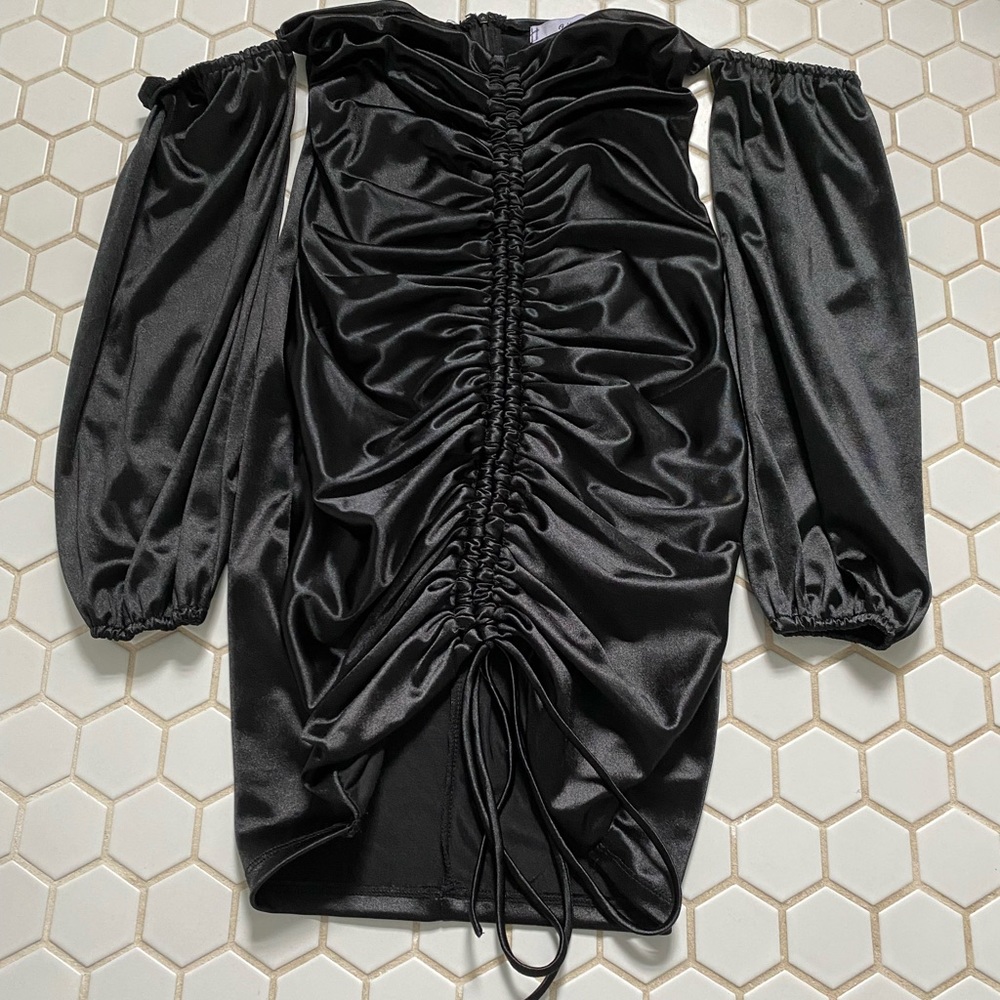 Black dress with front tie. worn once.